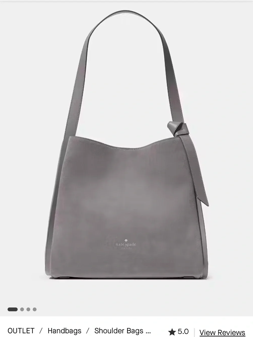 kate spade Grey Leather Shoulder Tote with Knot Accent - NWT
